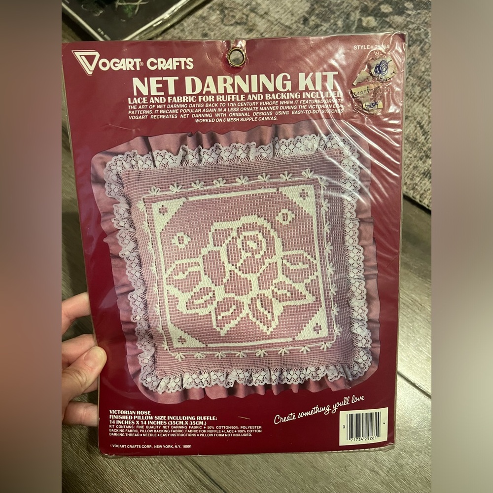Vogart Crafts Victorian Rose Style # 2526A Net Darning Pillow Kit
